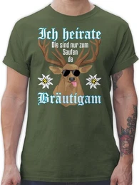 T-Shirt Brutigam Hirsch - wei JGA Mnner