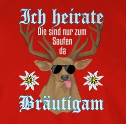 Shirtracer T-Shirt Brutigam Hirsch weiß