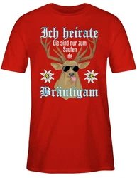 Shirtracer T-Shirt Brutigam Hirsch weiß