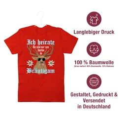 Shirtracer T-Shirt Brutigam Hirsch weiß