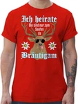 Shirtracer T-Shirt Brutigam Hirsch weiß