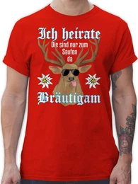 T-Shirt Brutigam Hirsch - wei JGA Mnner