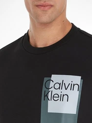 Calvin Klein Sweatshirt Overlay Box Logo Sweatshirt Schwarz/Silber
