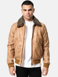 Lederjacke A801 mit abnehmbarem Fell