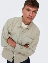 ONLY & SONS Blusenshirt ONSALP RLX 2PKT WASHD CORD LS SHIRT Khaki/Dunkelgrün/Hellgrün