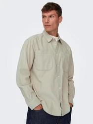 ONLY & SONS Blusenshirt ONSALP RLX 2PKT WASHD CORD LS SHIRT Khaki/Dunkelgrün/Hellgrün