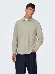 ONLY & SONS Blusenshirt ONSALP RLX 2PKT WASHD CORD LS SHIRT Khaki/Dunkelgrün/Hellgrün