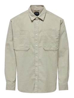 ONLY & SONS Blusenshirt ONSALP RLX 2PKT WASHD CORD LS SHIRT Khaki/Dunkelgrün/Hellgrün