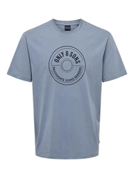ONLY & SONS Rundhalsshirt ONSLAMER LIFE REG LOGO SS TEE Grau/Blau/Dunkelblau
