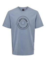 ONLY & SONS Rundhalsshirt ONSLAMER LIFE REG LOGO SS TEE Grau/Blau/Dunkelblau