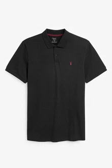 Next Piqu-Poloshirt Schwarz/Grau/Dunkelgrau/Rot