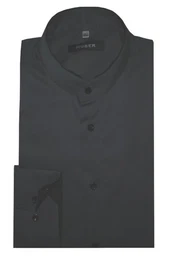 Langarmhemd HU-0077 Stehkragen, Kragenkontrast, Regular Fit-gerader Schnitt, Made in EU