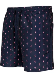 URBAN CLASSICS Badeshorts PatternSwim Shorts Dunkelblau/Rosa