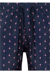 URBAN CLASSICS Badeshorts PatternSwim Shorts Dunkelblau/Rosa