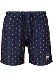 URBAN CLASSICS Badeshorts PatternSwim Shorts Dunkelblau/Rosa