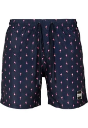 URBAN CLASSICS Badeshorts PatternSwim Shorts Dunkelblau/Rosa