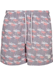 URBAN CLASSICS Badeshorts PatternSwim Shorts Rosa/Orange/Grau