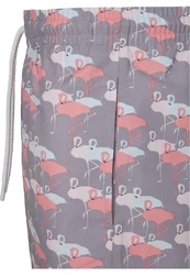 URBAN CLASSICS Badeshorts PatternSwim Shorts Rosa/Orange/Grau