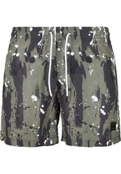 URBAN CLASSICS Badeshorts PatternSwim Shorts Dunkelgrün