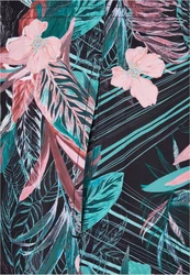 URBAN CLASSICS Badeshorts PatternSwim Shorts Dunkelgrün/Rosa/Grün
