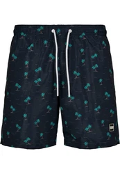 URBAN CLASSICS Badeshorts PatternSwim Shorts Blau/Dunkelblau/Dunkelgrün/Grün/Lila