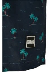 URBAN CLASSICS Badeshorts PatternSwim Shorts Blau/Dunkelblau/Dunkelgrün/Grün/Lila
