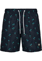 URBAN CLASSICS Badeshorts PatternSwim Shorts Blau/Dunkelblau/Dunkelgrün/Grün/Lila
