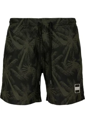 URBAN CLASSICS Badeshorts PatternSwim Shorts Dunkelgrün/Grün