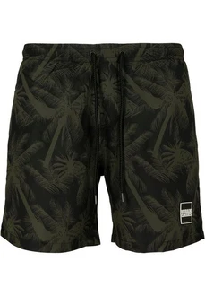 URBAN CLASSICS Badeshorts PatternSwim Shorts Dunkelgrün/Grün