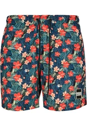 URBAN CLASSICS Badeshorts PatternSwim Shorts Blau/Beige/Rot
