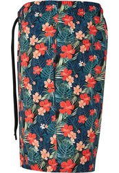 URBAN CLASSICS Badeshorts PatternSwim Shorts Blau/Beige/Rot