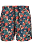 URBAN CLASSICS Badeshorts PatternSwim Shorts Blau/Beige/Rot