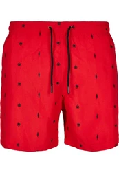 URBAN CLASSICS Badeshorts Embroidery Swim Shorts Rot/Rosa