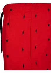 URBAN CLASSICS Badeshorts Embroidery Swim Shorts Rot/Rosa
