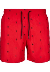 URBAN CLASSICS Badeshorts Embroidery Swim Shorts Rot/Rosa