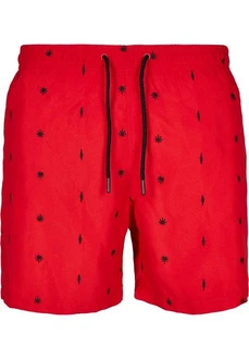 URBAN CLASSICS Badeshorts Embroidery Swim Shorts Rot/Rosa