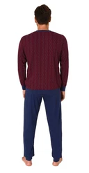 Normann Pyjama Herren Schlafanzug lang Dunkelrot/Bordeaux/Rot