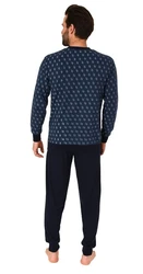 Normann Pyjama Herren Schlafanzug lang Hellblau/Dunkelblau