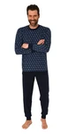 Normann Pyjama Herren Schlafanzug lang Hellblau/Dunkelblau