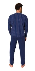 Normann Pyjama Herren Schlafanzug lang Blau/Dunkelblau