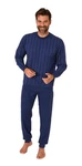 Normann Pyjama Herren Schlafanzug lang Blau/Dunkelblau