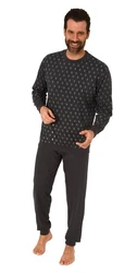 Normann Pyjama Herren Schlafanzug lang Grau/Schwarz/Dunkelblau/Grün/Braun