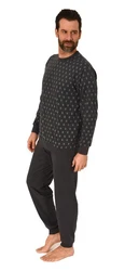 Normann Pyjama Herren Schlafanzug lang Grau/Schwarz/Dunkelblau/Grün/Braun