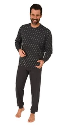 Normann Pyjama Herren Schlafanzug lang Grau/Schwarz/Dunkelblau/Grün/Braun