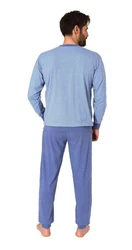 Normann Pyjama Herren Schlafanzug lang Blau/Hellblau
