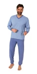 Normann Pyjama Herren Schlafanzug lang Blau/Hellblau