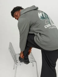 Jack & Jones Kapuzensweatshirt JCOTRIANGLE SWEAT HOOD SN Dunkelgrün/Grün/Hellgrau