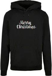 Merchcode Kapuzensweatshirt Ladies Merry Christmas Lights Box Tee Schwarz/Silber/Beige