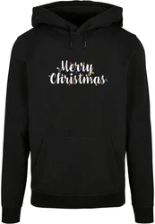 Merchcode Kapuzensweatshirt Ladies Merry Christmas Lights Box Tee Schwarz/Silber/Beige