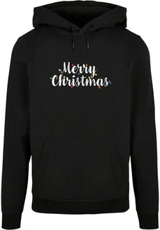 Merchcode Kapuzensweatshirt Ladies Merry Christmas Lights Box Tee Schwarz/Silber/Beige